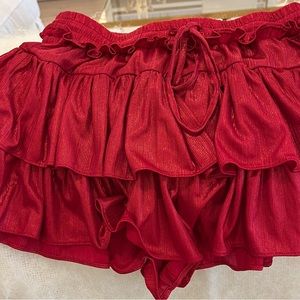 Red ruffle skirt with short liner